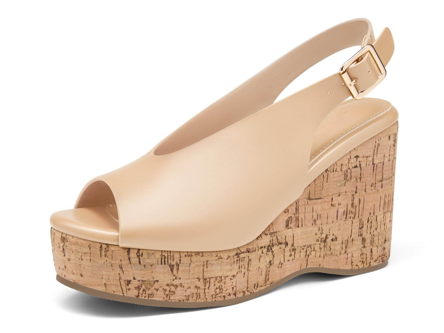 Coutgo Womens Platform Wedge Sandals Open Peep Toe Slingback Cork High Heels Summer Beach Shoes DD1210