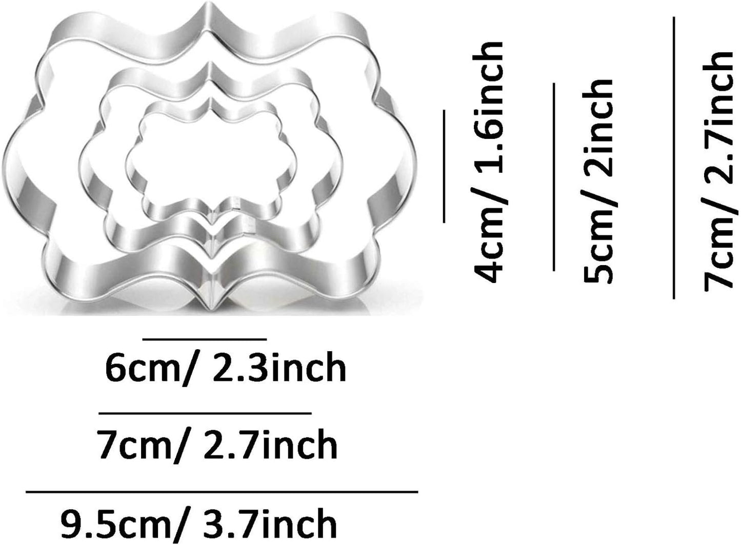 3 Piece Rectangle Plaque Cookie Cutter BST220
