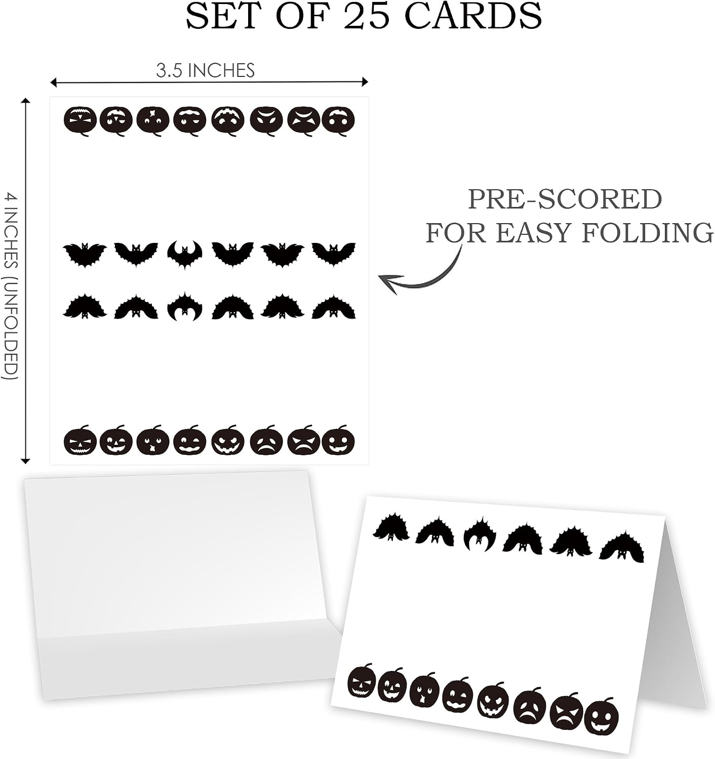 25 Pack Halloween Tent Place Cards, Place Cards for Table Setting, Folded Eggshell Paper Name Tent Cards for Halloween Holiday Dinner Decorations - HW02 WN420
