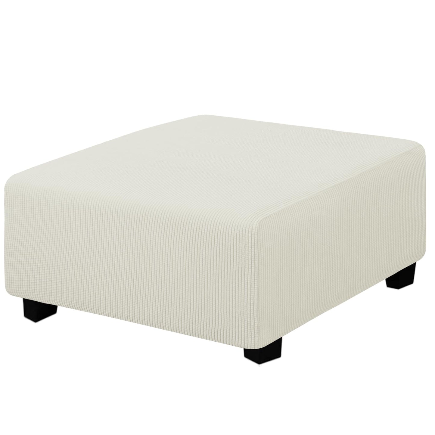 Easy-Going Stretch Square Ottoman Cover 15x15x15inch Dark Blue | Folding Storage Footstool cover Furniture Protector Soft Rectangle slipcover with Elastic Bottom BST202