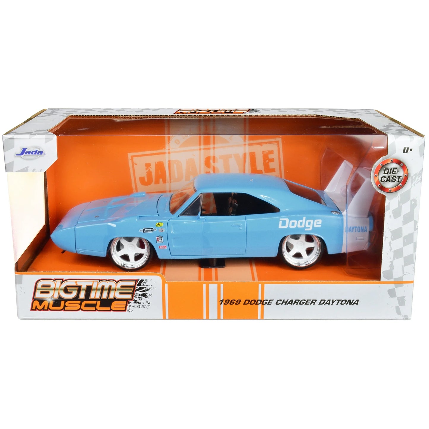1969 Dodge Charger Daytona Light Blue with White "Bigtime Muscle" Series 1/24 Diecast Model Car by Jada 68
