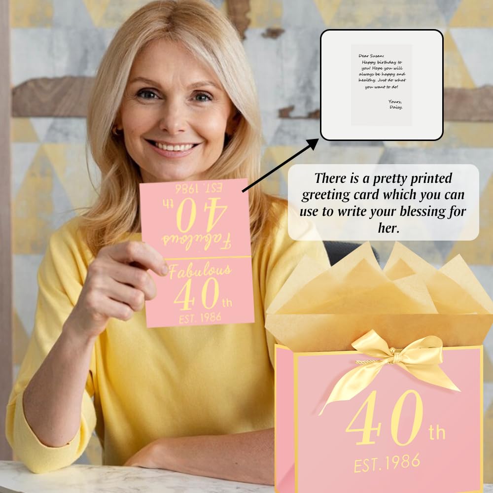 Eaureum Personalized Initial A Gift Bags for Girls Women, 13" Pink Initial A Gift Bags for Birthday Wedding Holidays Party Decorations for Her Girls Women Daughter Granddaughter Friends Wife BST326L