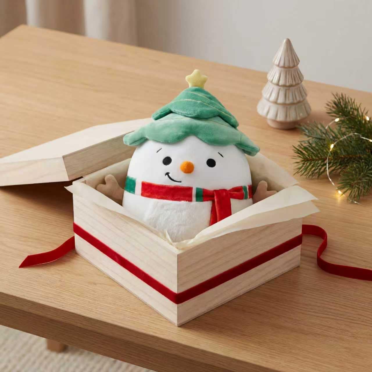 Snowman Noel Plush Toy with Tree Hat and Scarf, 11" Holiday Hug Pillow WN420