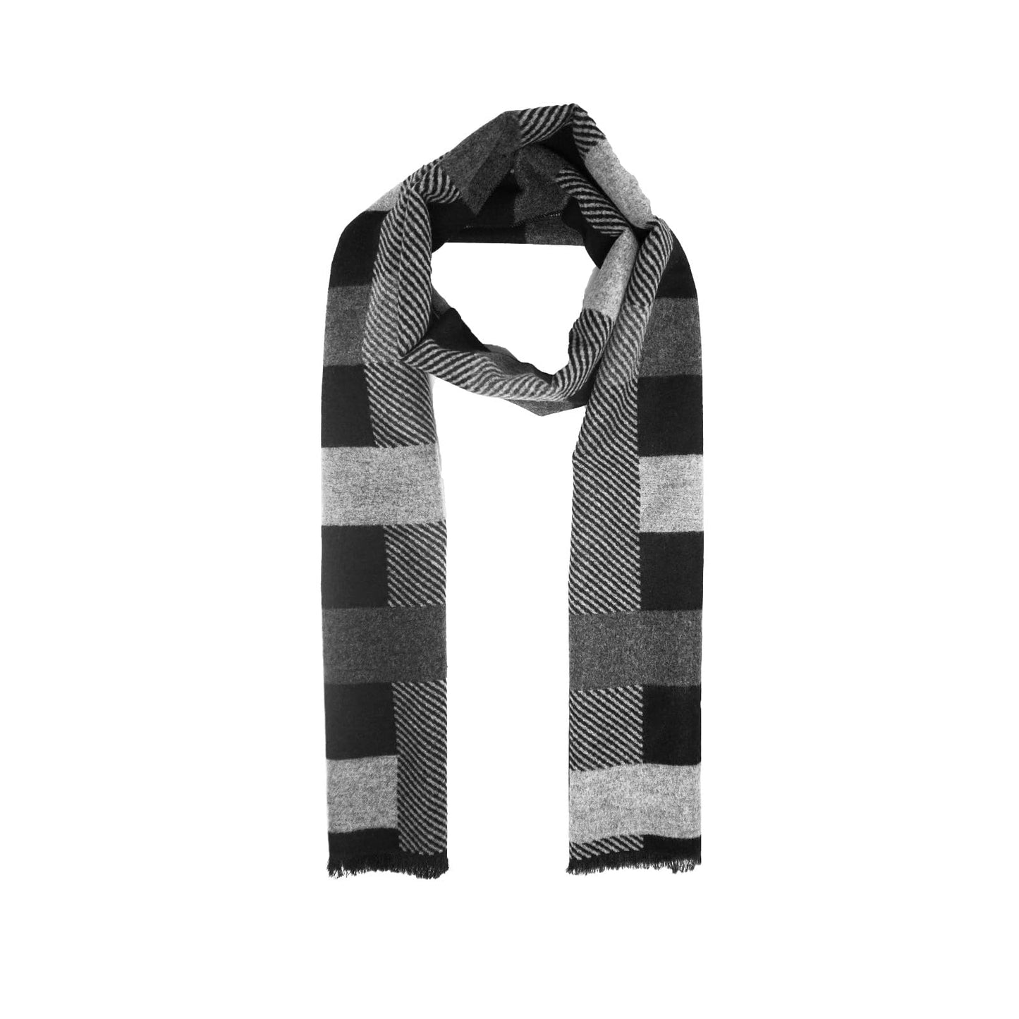 Mens Winter Scarf Cashmere Feel Warm Scarves Long Plaid Tassel Scarf for Men WN420