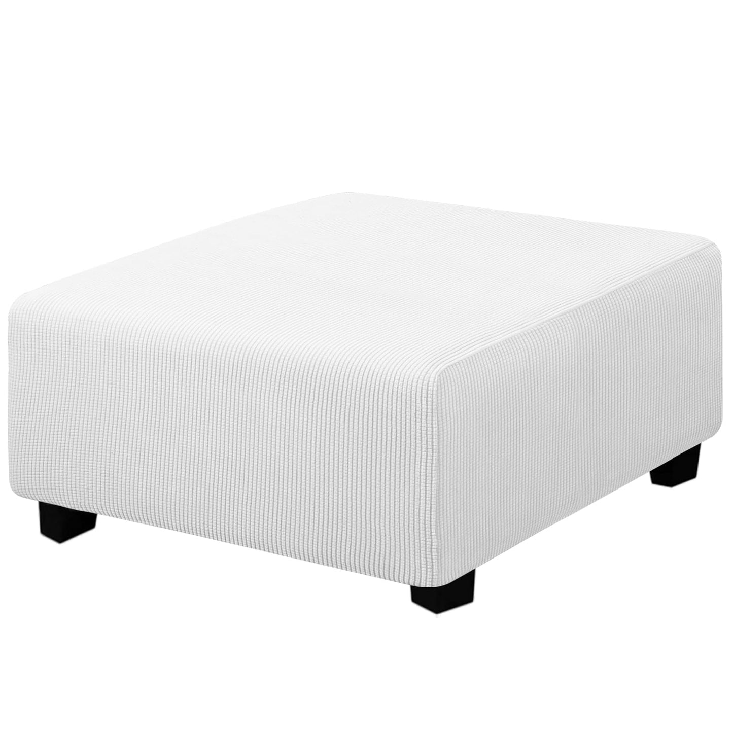 Easy-Going Stretch Square Ottoman Cover 15x15x15inch Dark Blue | Folding Storage Footstool cover Furniture Protector Soft Rectangle slipcover with Elastic Bottom BST202