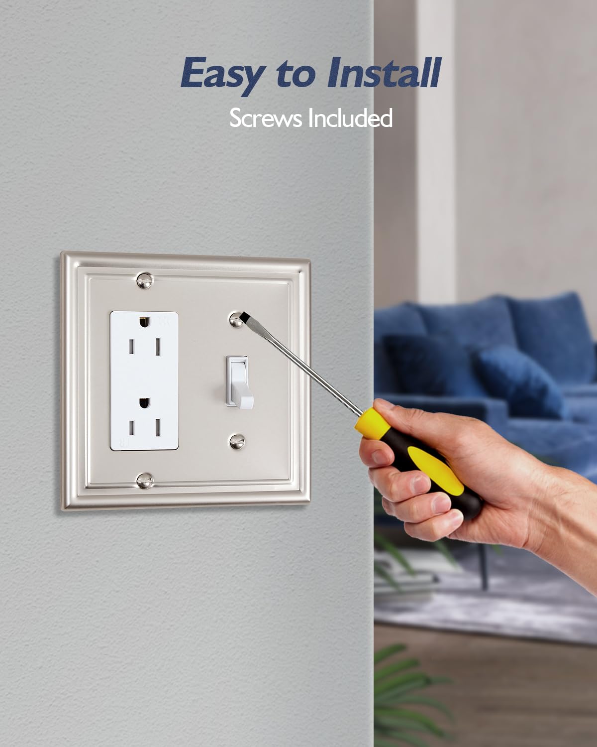 Decorative Metal Wall Plates, Switch Plates Outlet Covers (Off White/1 Decorator 4 Pack) WN420