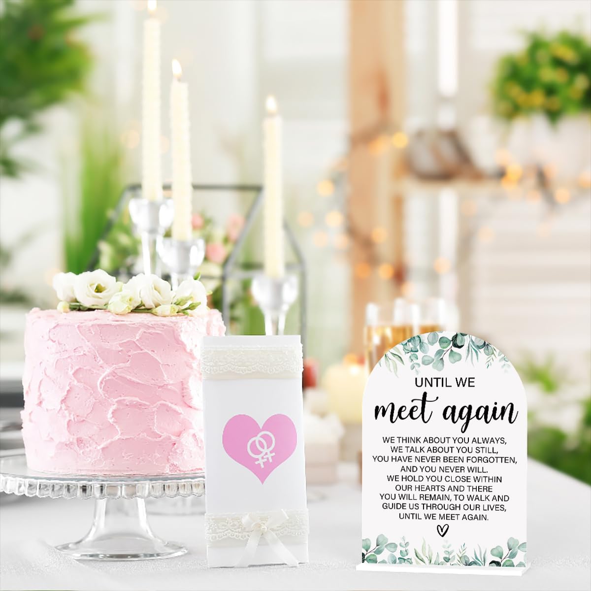 Acrylic Wedding Sign Bubble Send Off Signs for Ceremony Modern Calligraphy Arch Acrylic Table Top Signs for Wedding Reception and Event Party Table Decor (White Eucalyptus Leaves) BST326L