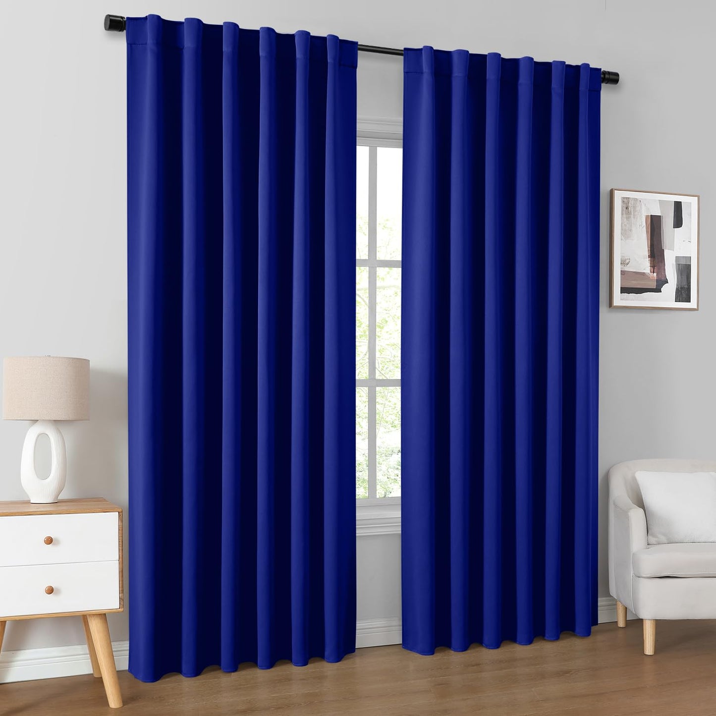 HOMEIDEAS Blackout Curtains, 2 Pages Grey Gray Room Darkening Bedroom Pinch Pleated Curtains Thermal Insulated Back Tab Rod Pocket Drapes for Bedroom, W52 x L63 BST326H