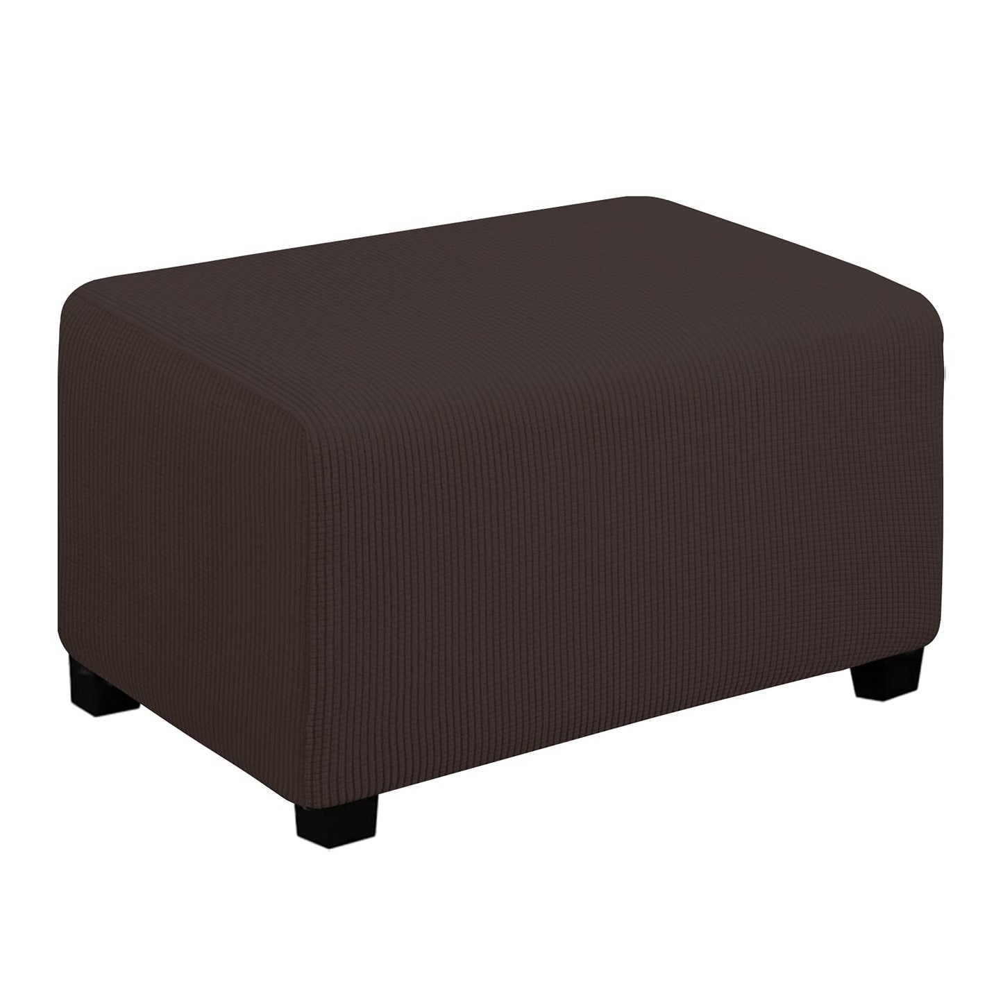 Easy-Going Stretch Square Ottoman Cover 15x15x15inch Dark Blue | Folding Storage Footstool cover Furniture Protector Soft Rectangle slipcover with Elastic Bottom BST202