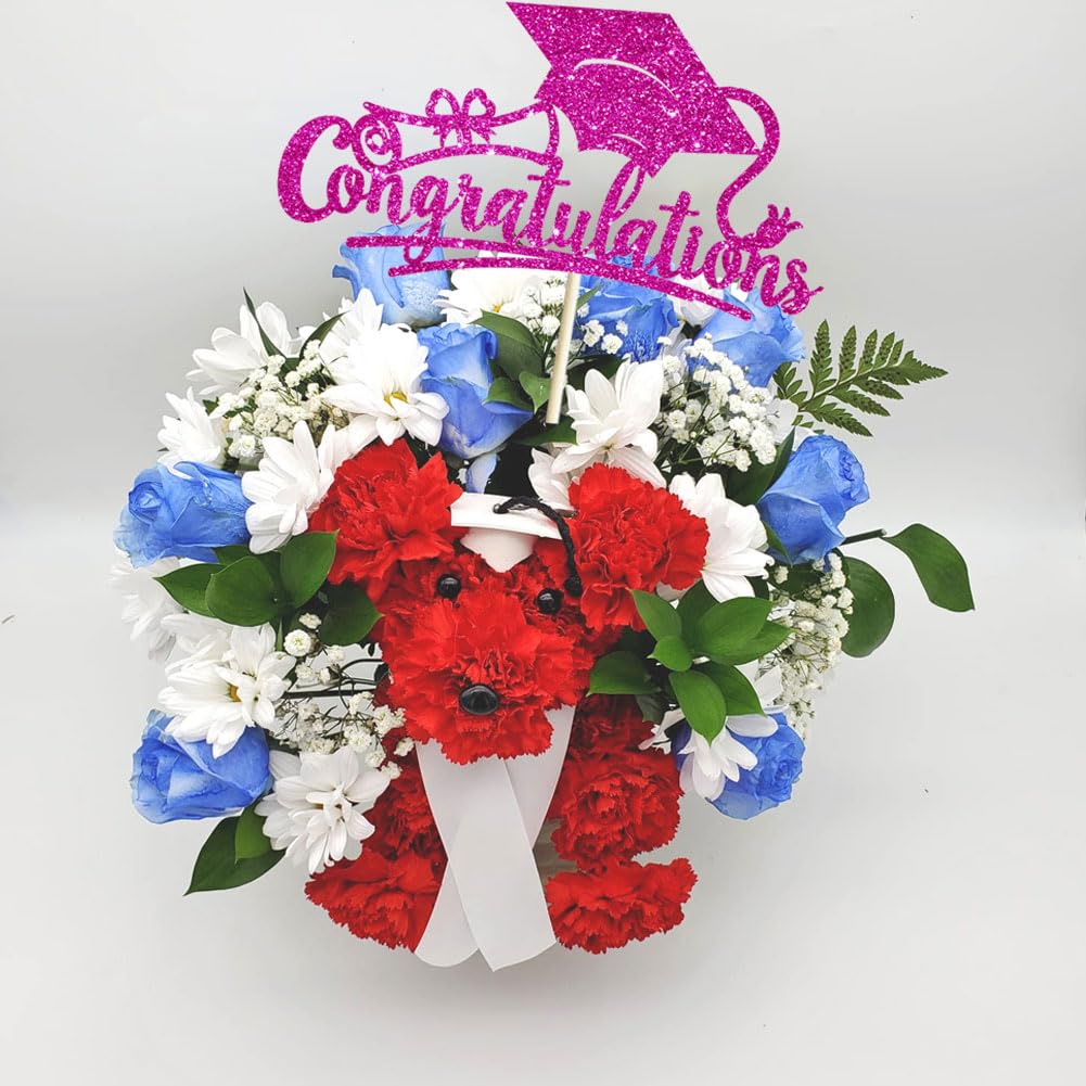 Congratulations 2026 Graduation Cake Topper Red Glittery Class of 2026 Cake Topper Congrats Grad Party Cake Decor for 2026 Senior High School College Grad Party Supplies Decorations BST220