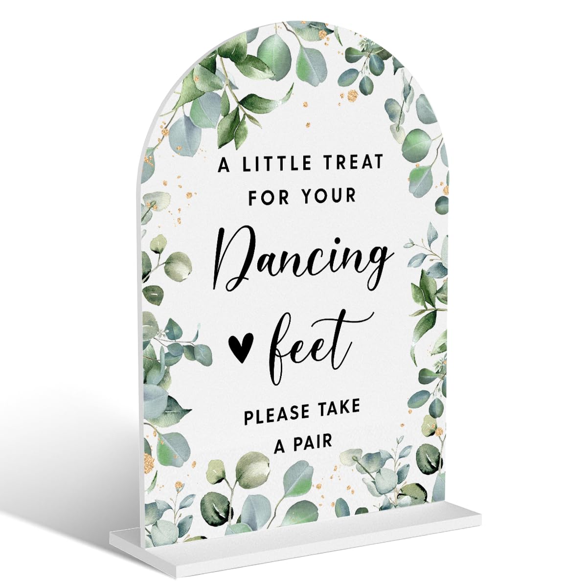 Acrylic Wedding Signs, Bubble Send Off Signs for Marriage Reception, Bridal Shower Decorations, Modern Arched Round Top Acrylic Table Top Sign with Holder for Wedding Party (White Eucalyptus Leaves) BST326L