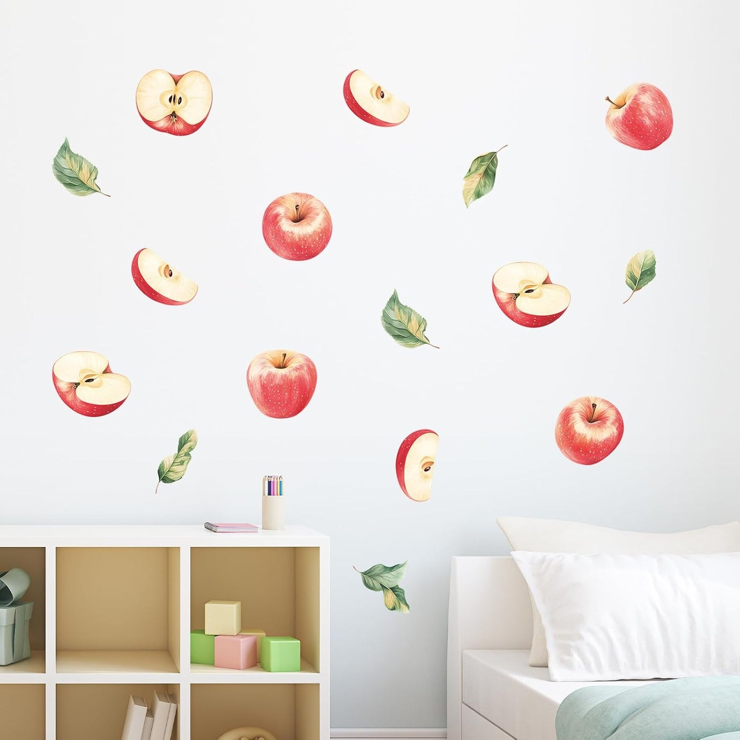 4 Sheets Apple Stickers Decals Wall Decor | Summer Wall Decals, Fruit Stickers, Apple Decor For Kitchen Bathroom Home Classroom, Summer Farmhouse Party Decorations BST202