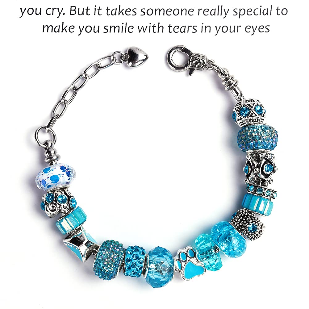 60 Pieces Assorted European Beads with Plating Silver Metal Alloy Rhinestone Large Hole Spacer Beads for DIY Charm Bracelet Jewelry Making (Blue) BST220