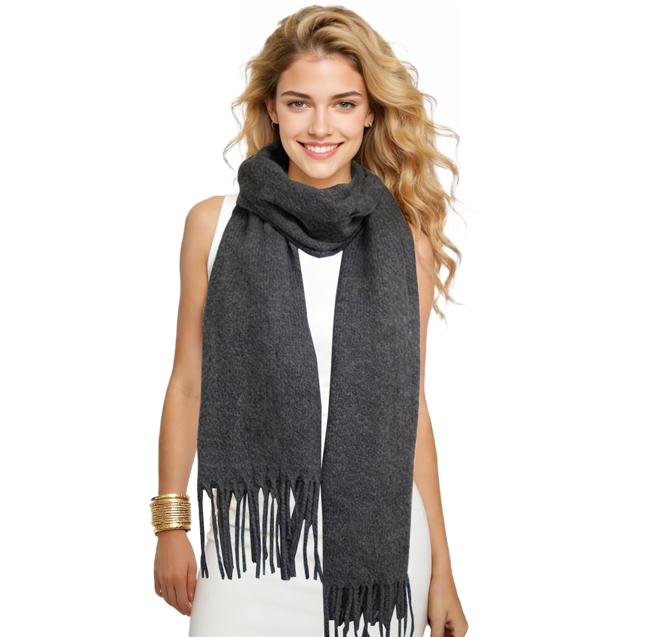 Winter Soft Long Scarf, Pashmina Shawls and Wraps, Warm Large Scarves for Men Women Evening Dress Wedding WN420