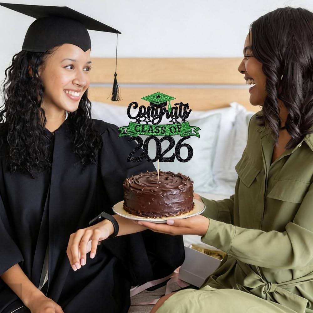 Congratulations Cake Topper,Congratulations 2026 Graduation | Cake Topper,Graduation, Wedding, Retirement, Birthday, Anniversary, Celebration Party Decorations Supplies (Black Gold) BST202