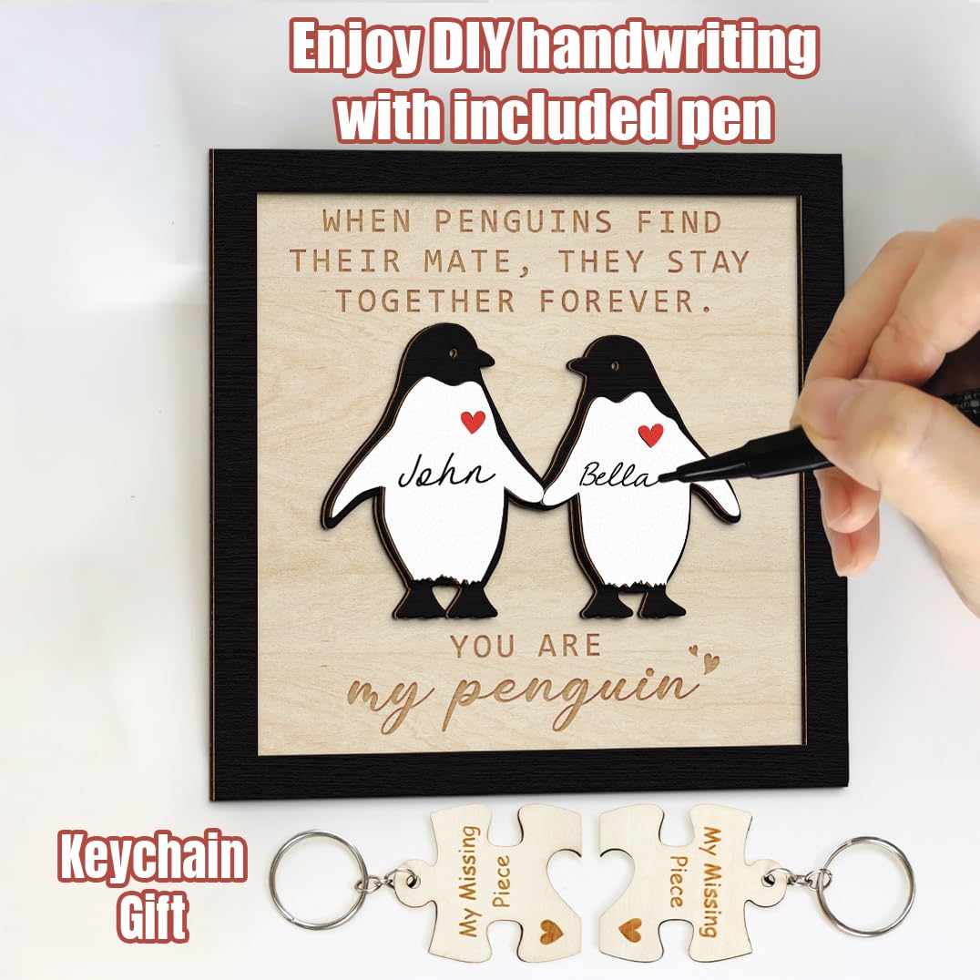 Funny Couple Decorative Gift for Him Her Anniversary Frame Wooden Sign Plaque Rustic 3D Wall Art Wedding Birthday Valentine's Day Gift for Boyfriend Girlfriend Husband Wife HU-FR252 BST220