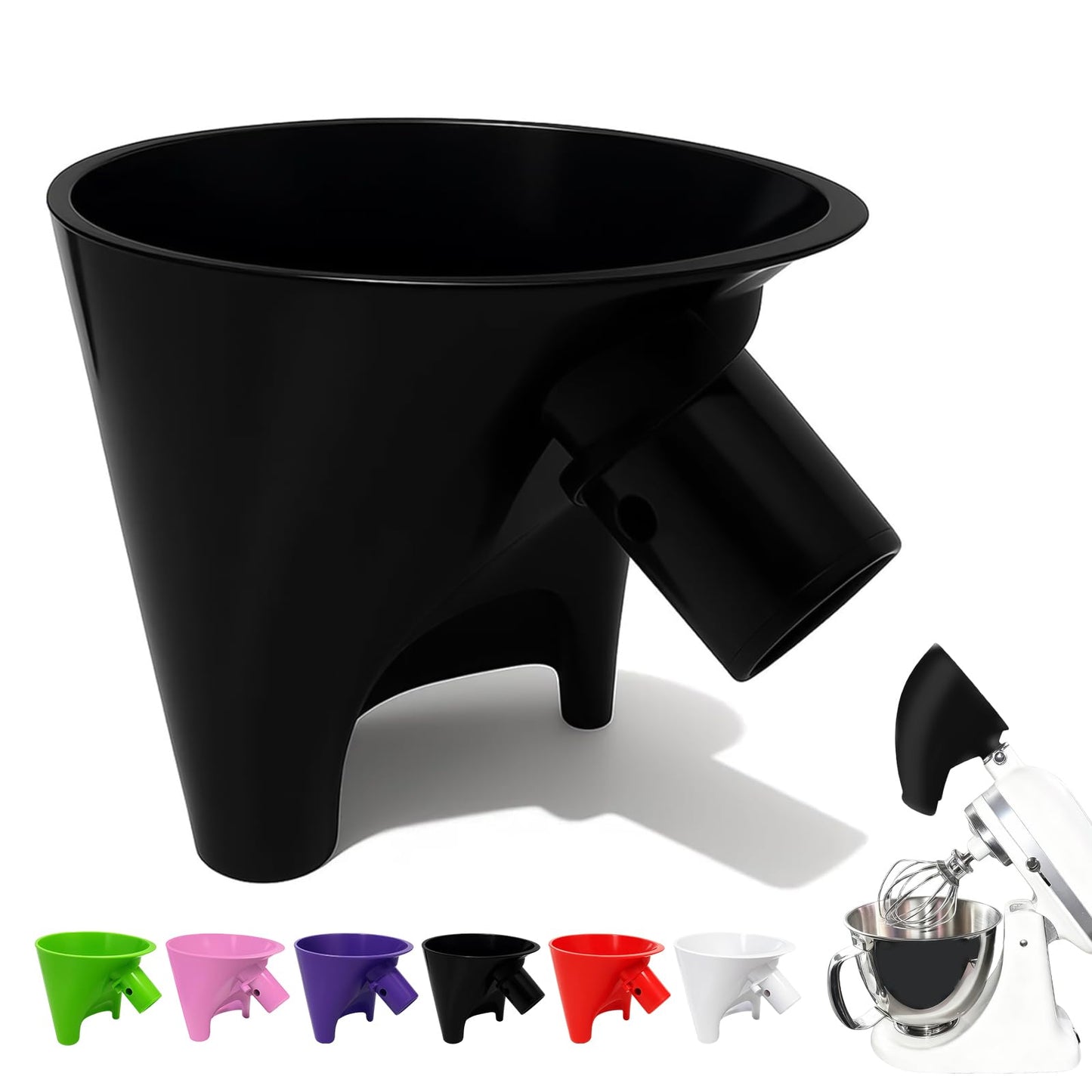 2026 New Flour Funnel for Kitchen Aid Mixer,Fits Tilt-Head 4.5–5 Qt (KSM150), Kitchen Aid Accessories and Attachments,Powder Funnel with Easy-Pour, Prevents Spills,Easy to Clean Baking Tool(Black) BST220