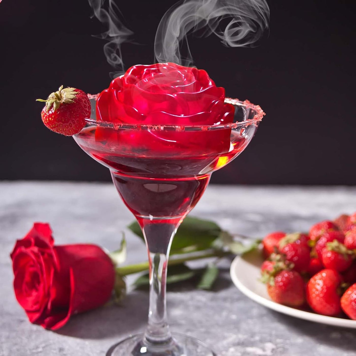 Vodolo Rose Ice Cube Mold,4 PCS Silicone Rose Ice Cube Tray,Valentine Day Gift Flower Shaped Molds for Chocolate,Candy,Mimosas,Cake,Cocktails,Baking BST202