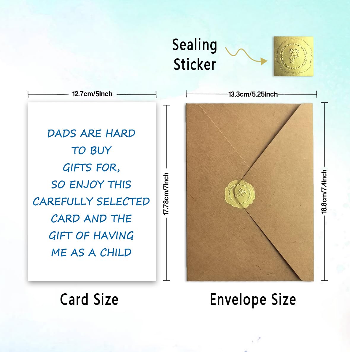 Funny Fathers Day Card for Dad, Fathers Day Gift for Dad, with Kraft Envelope and Gold Seal Sticker BST220