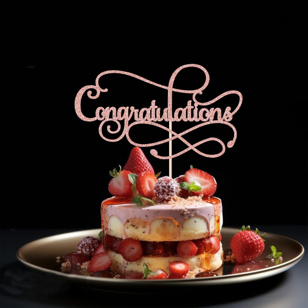 Congratulations Cake Topper,Congratulations 2026 Graduation | Cake Topper,Graduation, Wedding, Retirement, Birthday, Anniversary, Celebration Party Decorations Supplies (Black Gold) BST202
