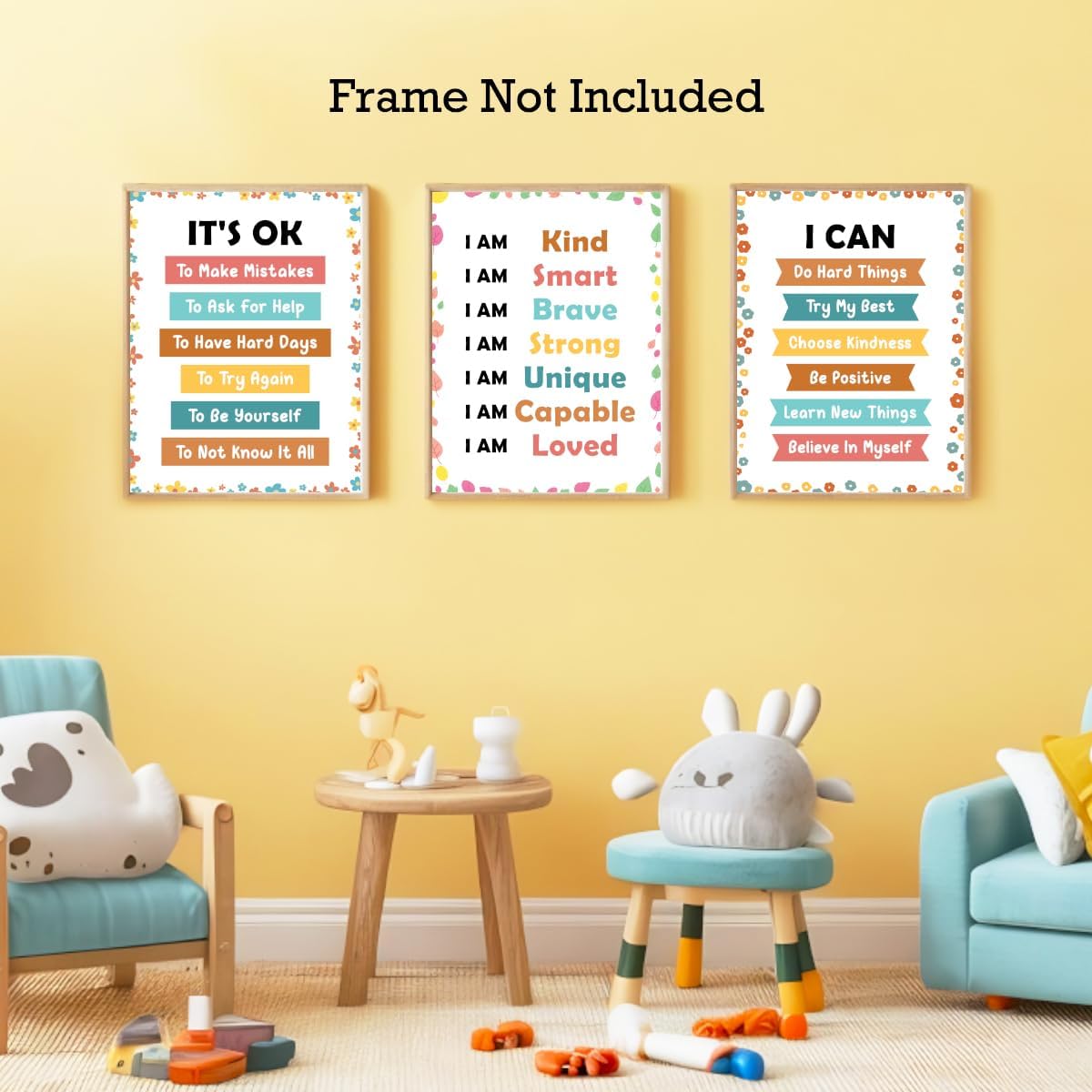 Positive Affirmations Posters for Kids,Inspirational Posters Prints Wall Art for Classroom Nursery Kids Room Home 11x14 Inch Unframed Set of 3 WN420
