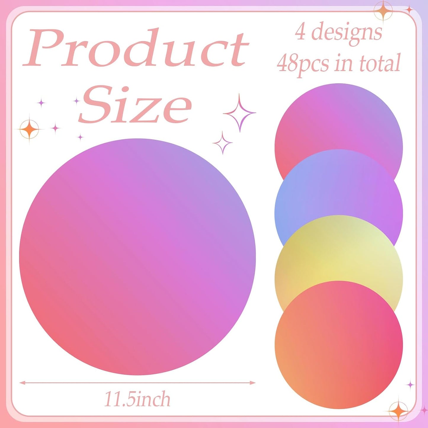 48 Pcs Gradient Disposable Place Mats Decorative Round Paper Placemats Table Paper Doilies for Wedding Birthday Party Banquet Home Dining Holiday, 11.42 Inch BST220