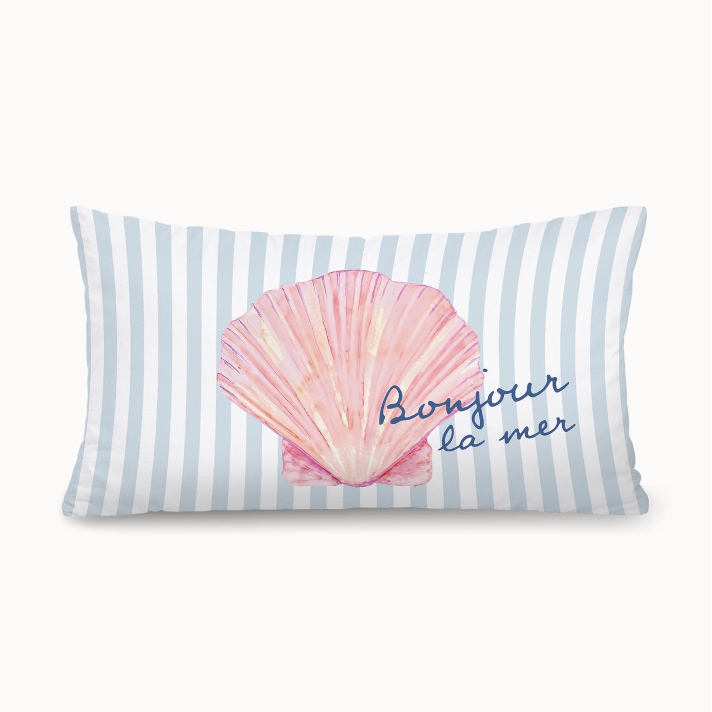 Coastal Beach Girly Room Decor 12x20 Pillow Cover, Preppy Beach Navy Blue Bikini Striped Decorative Lumbar Pillow Covers for Girls Bedroom College Dorm Sofa Couch BST326L