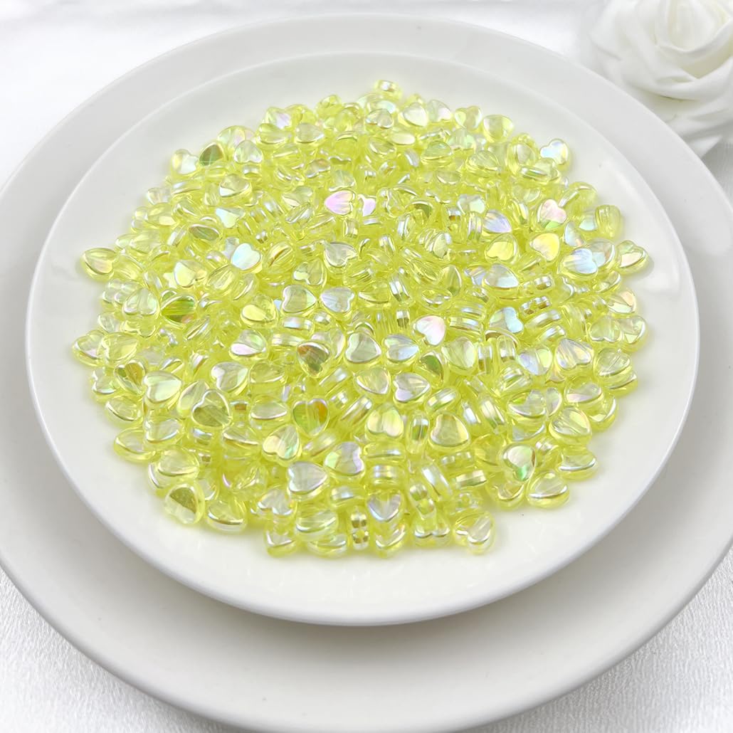 500Pcs Acrylic Heart Beads, AB Colors Heart Shape Beads Crystal Heart Beads for Jewelry Making DIY Bracelet Earring Necklace Key Chains(90-Light Lake Blue AB) BST220