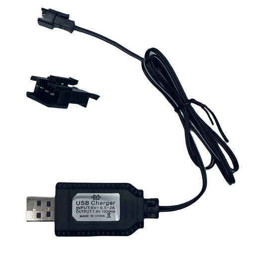 7.4V USB Charger Cable with SM-4PIN Plug Compatible RC Car RC Tank RC Boat and Other Remote Control for Universal 7.4V Lipo Battery USB Charger with Battery Protection (1) Black WN420