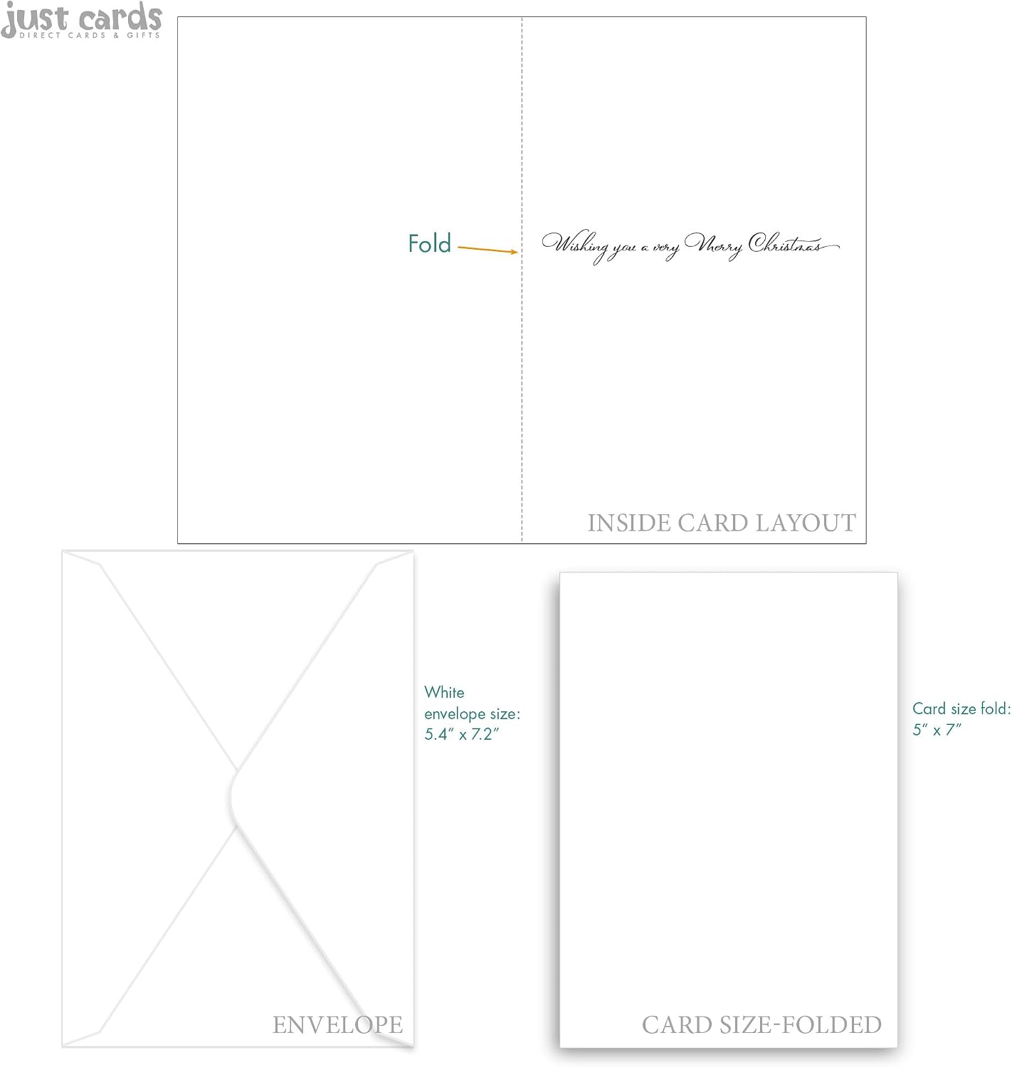 Religious Christmas cards - pack of 20, 5x7in, printed in England, Love Came Down. Christian Christmas cards with envelopes bulk WN420