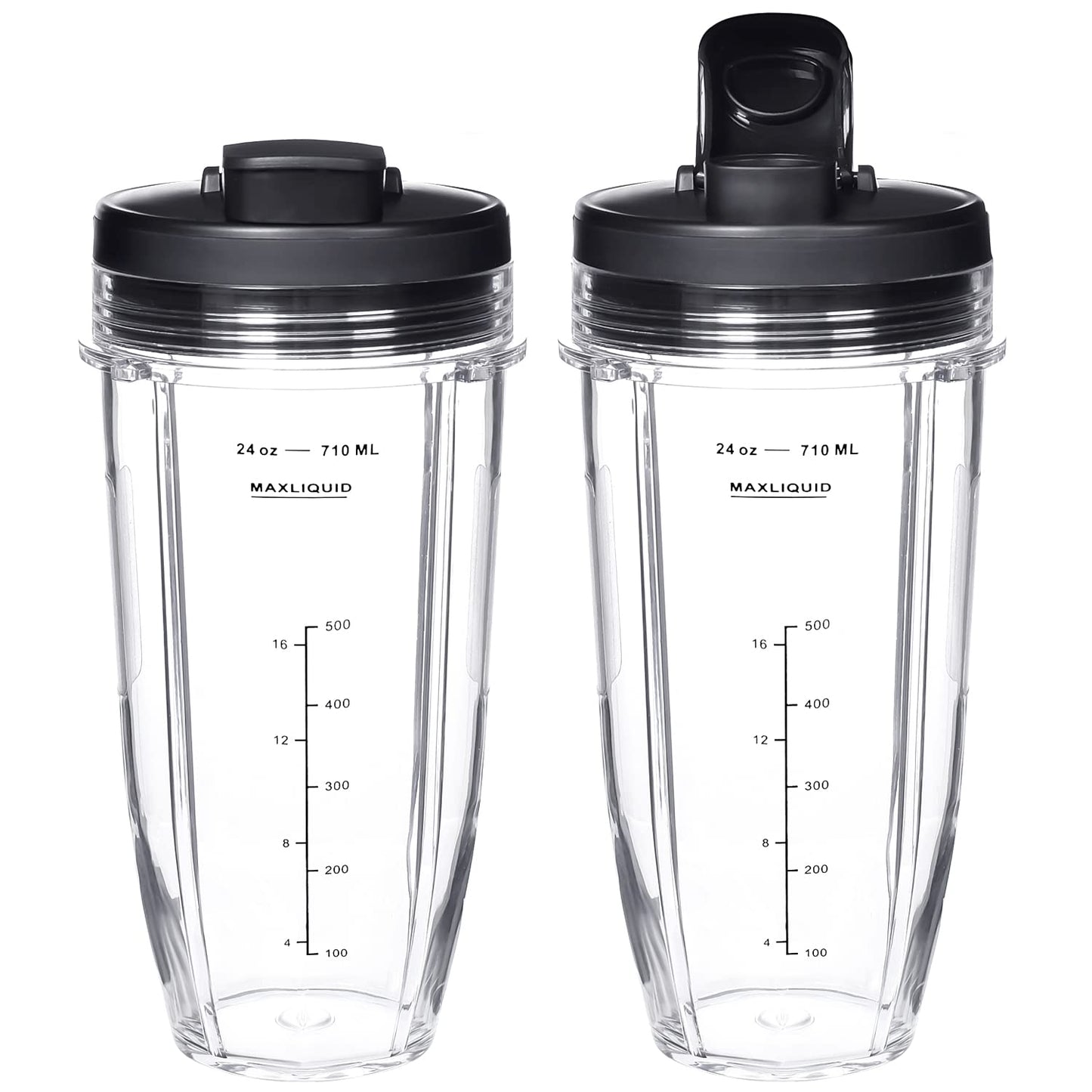 Replacement 24oz Blender Cup For Ninja BN401 BN751 BN801 BN800 BL450 BL456 BL480 Foodi SS401 SS101 TWISTi SS151 SS351 Cups Nutri Ninja Auto IQ Parts Lids Upgraded (2 Pack) BST220