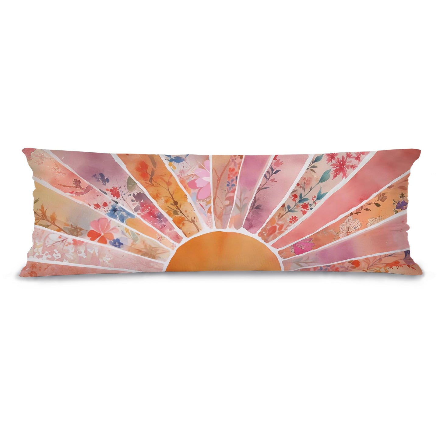 Boho Sun Sunshine 21x54 Body Pillow Cover Case, Modern Neutral Boho Horizontal Sun Sunset Sunrise Decorative Long Hug Pillow Cases for Bed Couch BST220