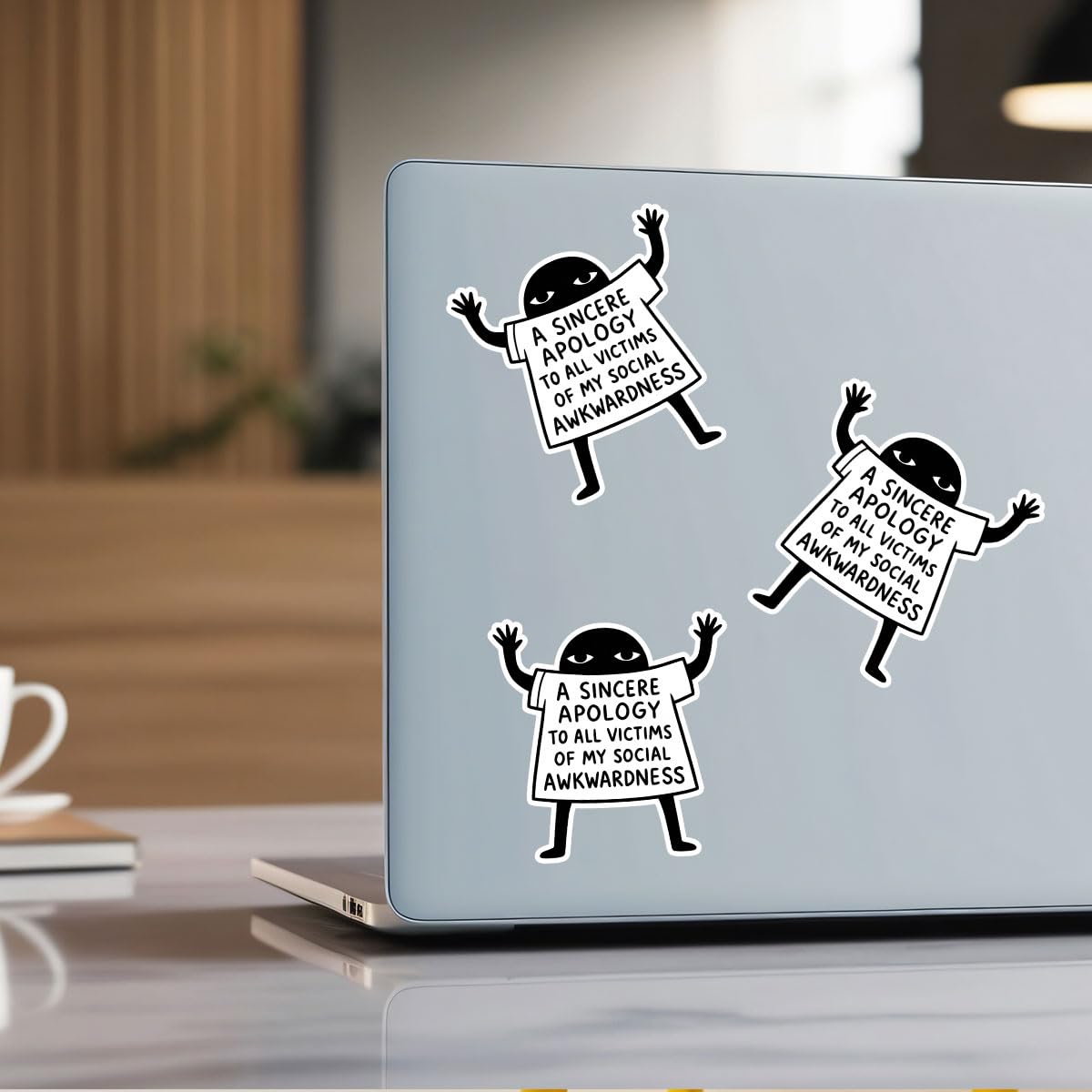 3 Pcs Social Awkwardness Vinyl Stickers – Funny Relatable Quote Decals for Introverts and Anxious Minds, Waterproof Sticker Pack for Laptop, Water Bottle, Journal, Mirror (S1, 2 inch) BST202