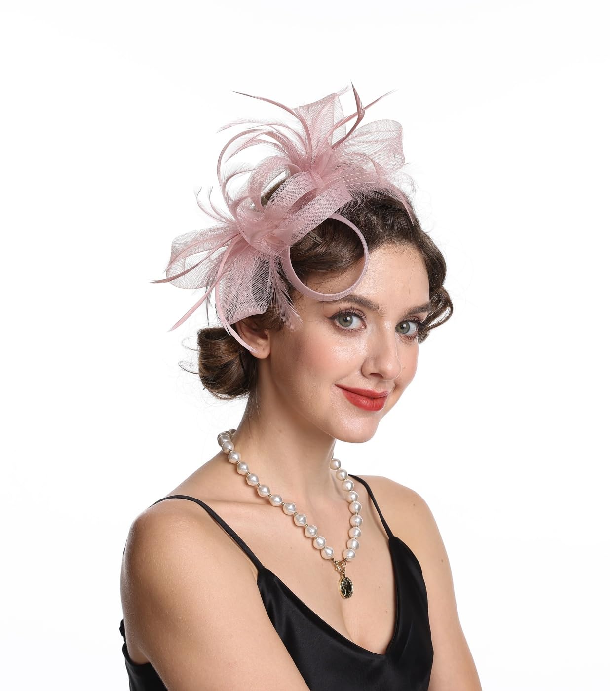 SAFERIN Fascinators Hat Flower Mesh Ribbons Feathers on a Headband and a Clip Tea Party Headwear for Girls and Women WN420