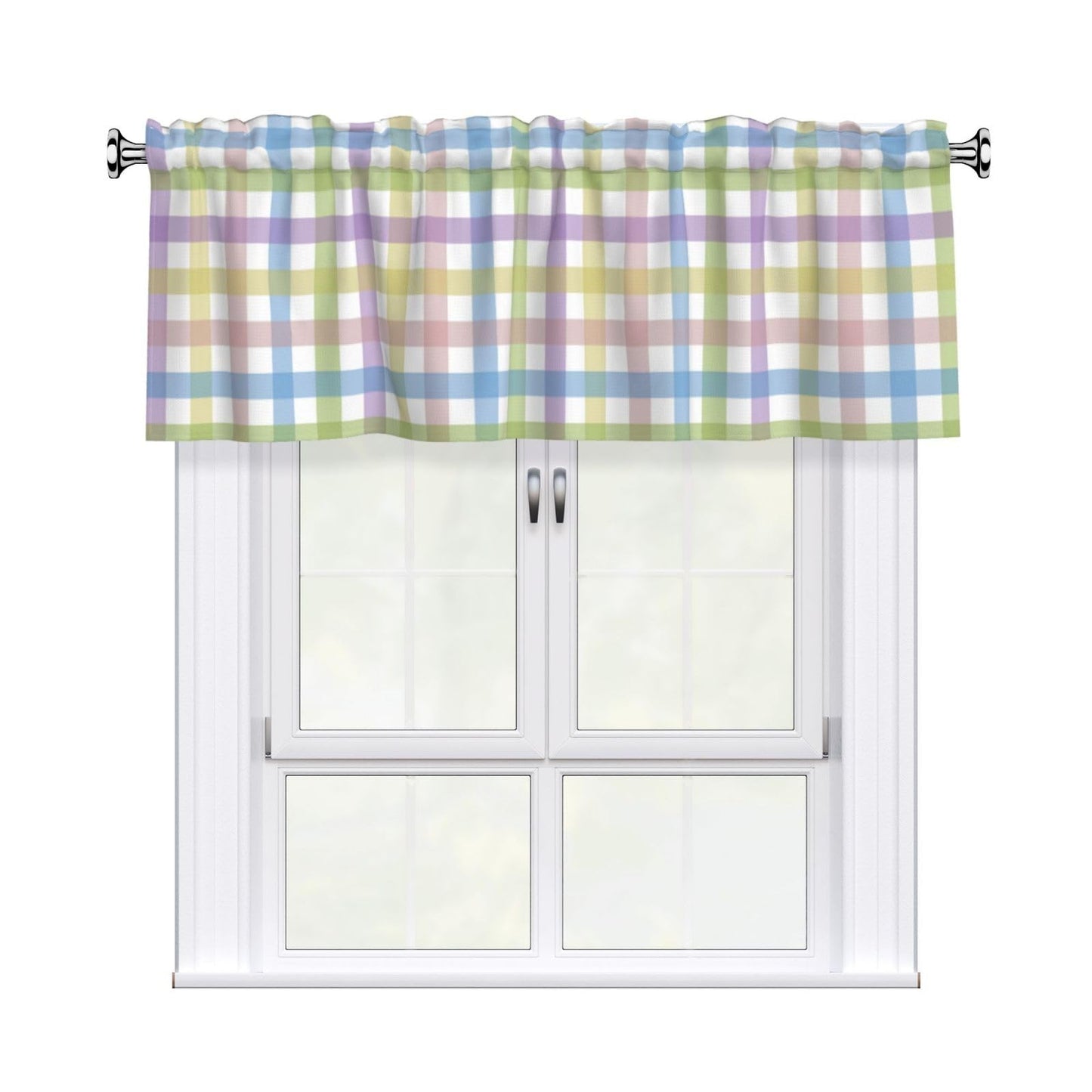 Patriotic Valance for Kitchen 2 Pack 54"x18" American Flag Curtains for Windows Red White Blue Stars 4th of July Independence Day Eucalyptus Leaf Window Treatment Rod Pocket Valance for Home Decor BST326L