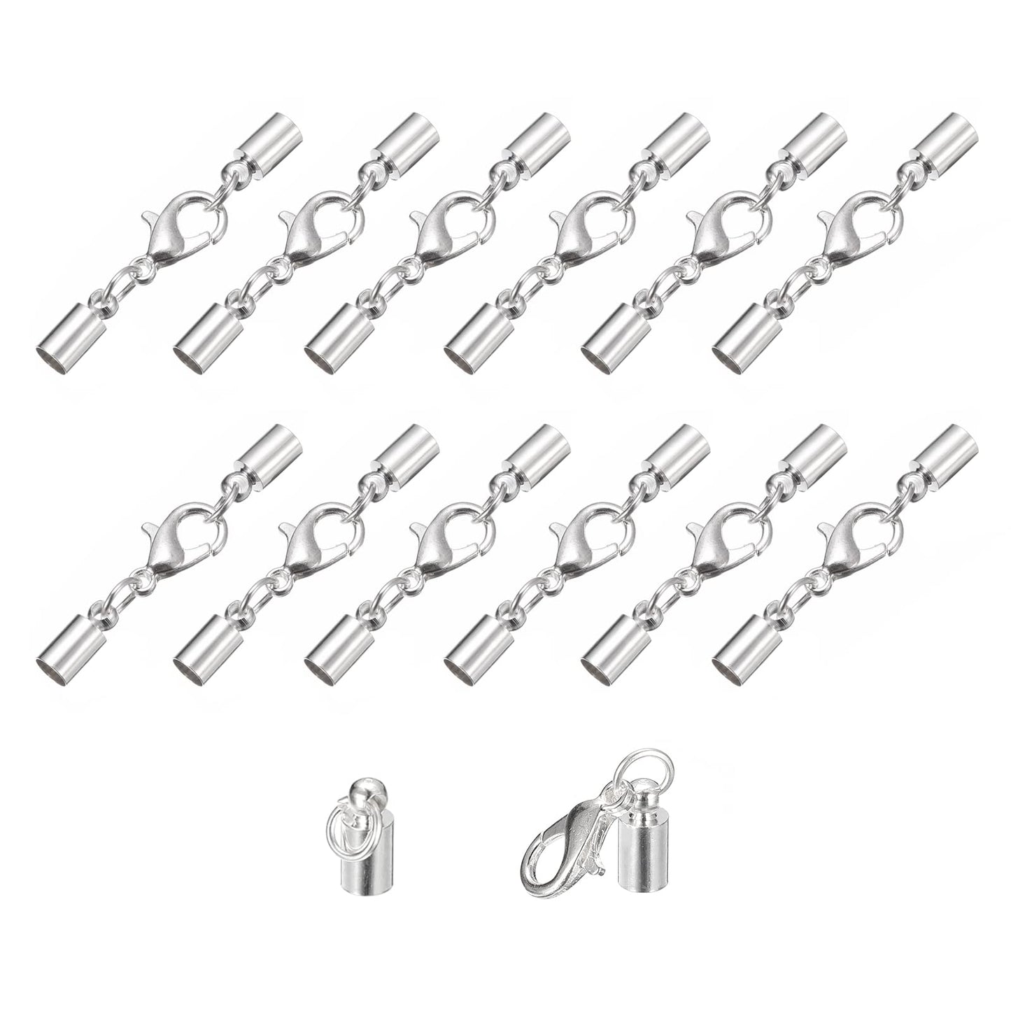 uxcell 20Sets Leather Cord End Caps with Lobster Claw Clasps Fit 4.5mm Cords, Barrel Terminators for DIY Making Leather Bracelets, Bronze Tone BST326L