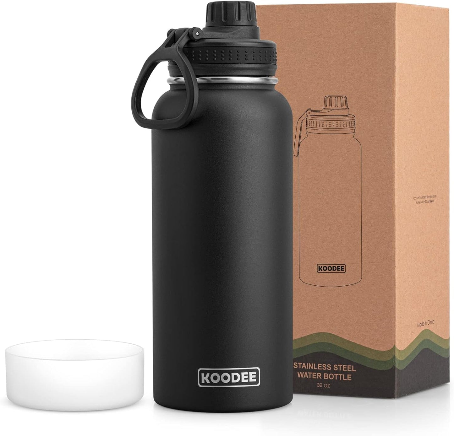 koodee Water Bottle-12 oz Stainless Steel Double Wall Vacuum Insulated Water Bottle for School-Wide Mouth Flask with Straw Lid (Teal) BST220