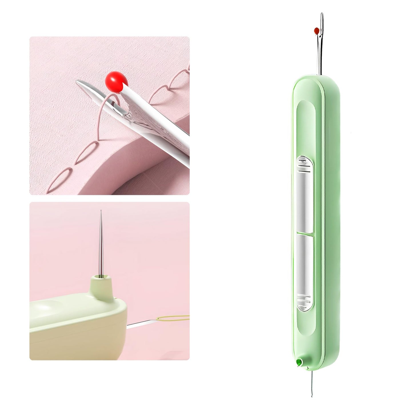Upgraded 2 in 1 Needle Threaders Seam Ripper,Sewing Supplies,Multifunctional Sewing Tool, Quick Sewing Machine Loop Automatic Needle Threaders (2Pcs-Yellow) BST202