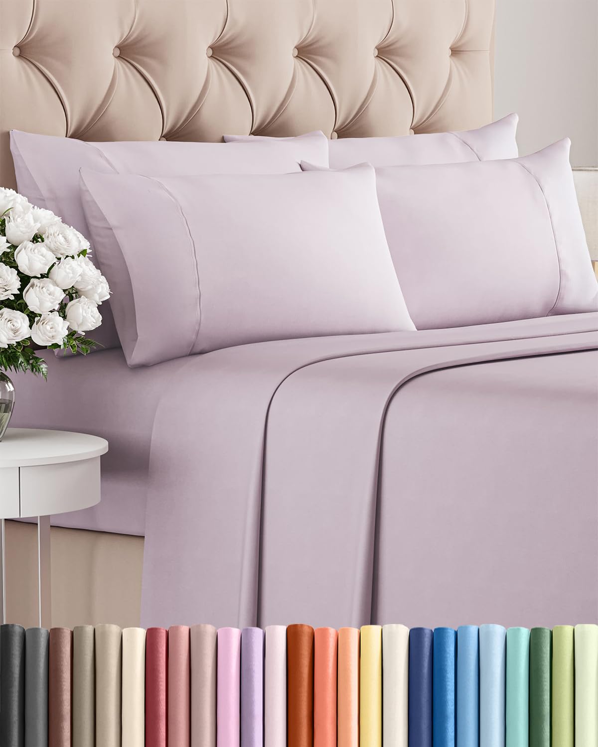Split King 7 Piece Sheet Set - Comfy Breathable & Cooling - Soft Hotel Luxury Bedding Set with 8-16 Inch Deep Pockets - 1 Flat & 2 Fitted Sheet & 4 Pillowcases - Wrinkle Free & Easy Care - Steel Blue DD1210