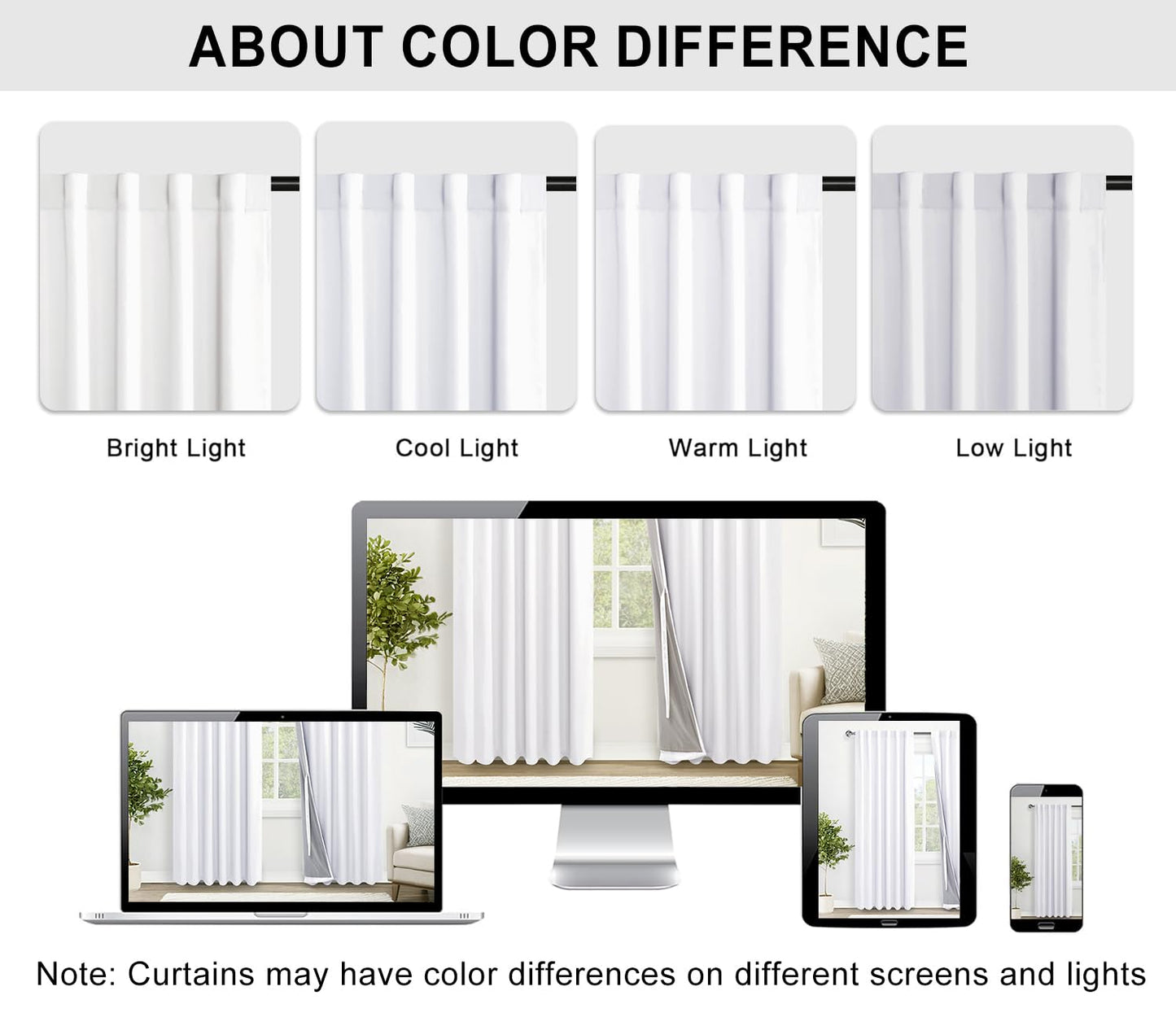 XWZO White Blackout Curtains with Tiebacks - Rod Pocket & Back Tab Heat and Full Light Blocking Window Panels for Bedroom/Nursery, 84 Inches Long Thermal Insulated Draperies, W42 x L84, Set of 2 BST326H