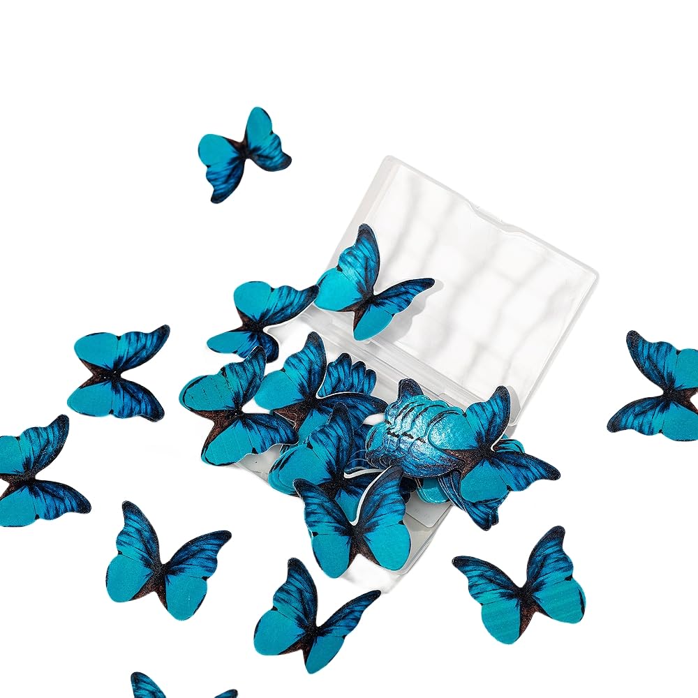 Edible Butterflies for Cake Decorating, Rainbow edible Butterfly Cake Toppers and Cupcake Toppers, Edible Wafer Paper Butterflies Set of 48 Rainbow Cake Food Decorations (5Colors-1) BST326L