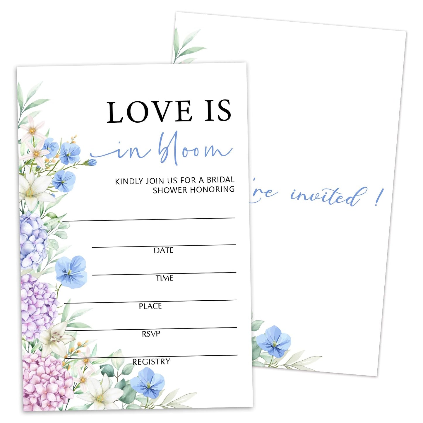 50 Years Anniversary Bridal Shower Invitations Cards, Set of 25 Gold Foil Floral Fill in Style 50th Year Wedding Invites Cards with Envelopes for Couples Marriage Party Supplies-T05 WN420