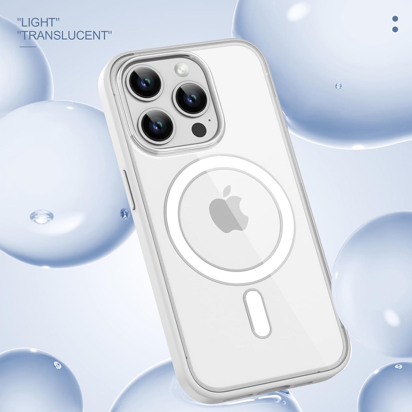 PULOKA for iPhone Case Compatible with Magsafe, Color Bumper & Clear TPU Back Hybrid Shockproof Cover (White, iPhone 16 Pro Max) WN420