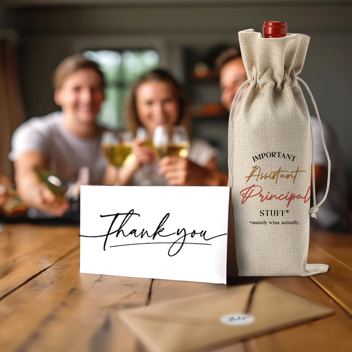Teacher Appreciation Wine Bag With Thank You Card - Cool Christmas Birthday Gifts for Women Men - Important Teacher Stuff BST202