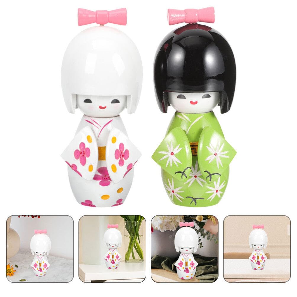 STOBAZA Japanese Kimono Doll Ornament 4.40In Collectible Figurine for Home Decor Tabletop Asian Style Decoration BST202