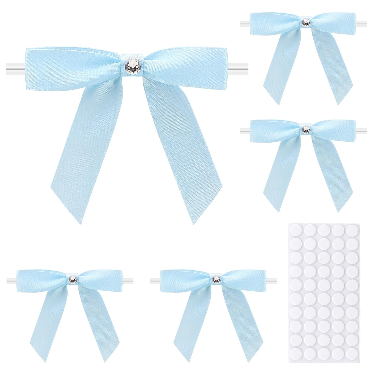 50Pcs Gift Wrap Twist Tie Bows, 2.75in Red Elegant Satin Ribbon Gift Wrapping Small Bows for Party Supplies, DIY Crafts, Wedding Decorations, Baby Shower, Birthday, Engagement WN420
