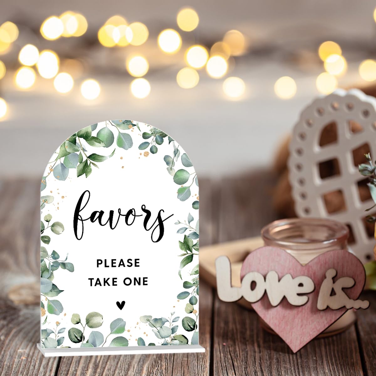 Acrylic Wedding Signs, Bubble Send Off Signs for Marriage Reception, Bridal Shower Decorations, Modern Arched Round Top Acrylic Table Top Sign with Holder for Wedding Party (White Eucalyptus Leaves) BST326L