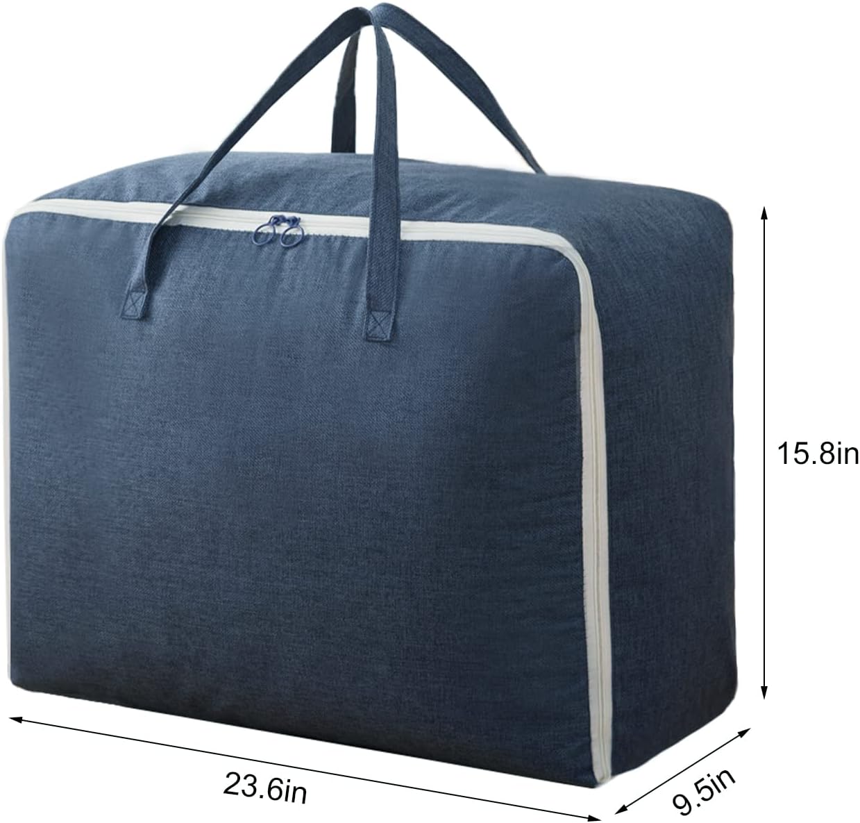 Surblue Clothes Storage Bag Organizer with Durable Handles Thick Fabric Large Capacity for Blanket Comforter Clothing Bedding (Navy, M) BST326H