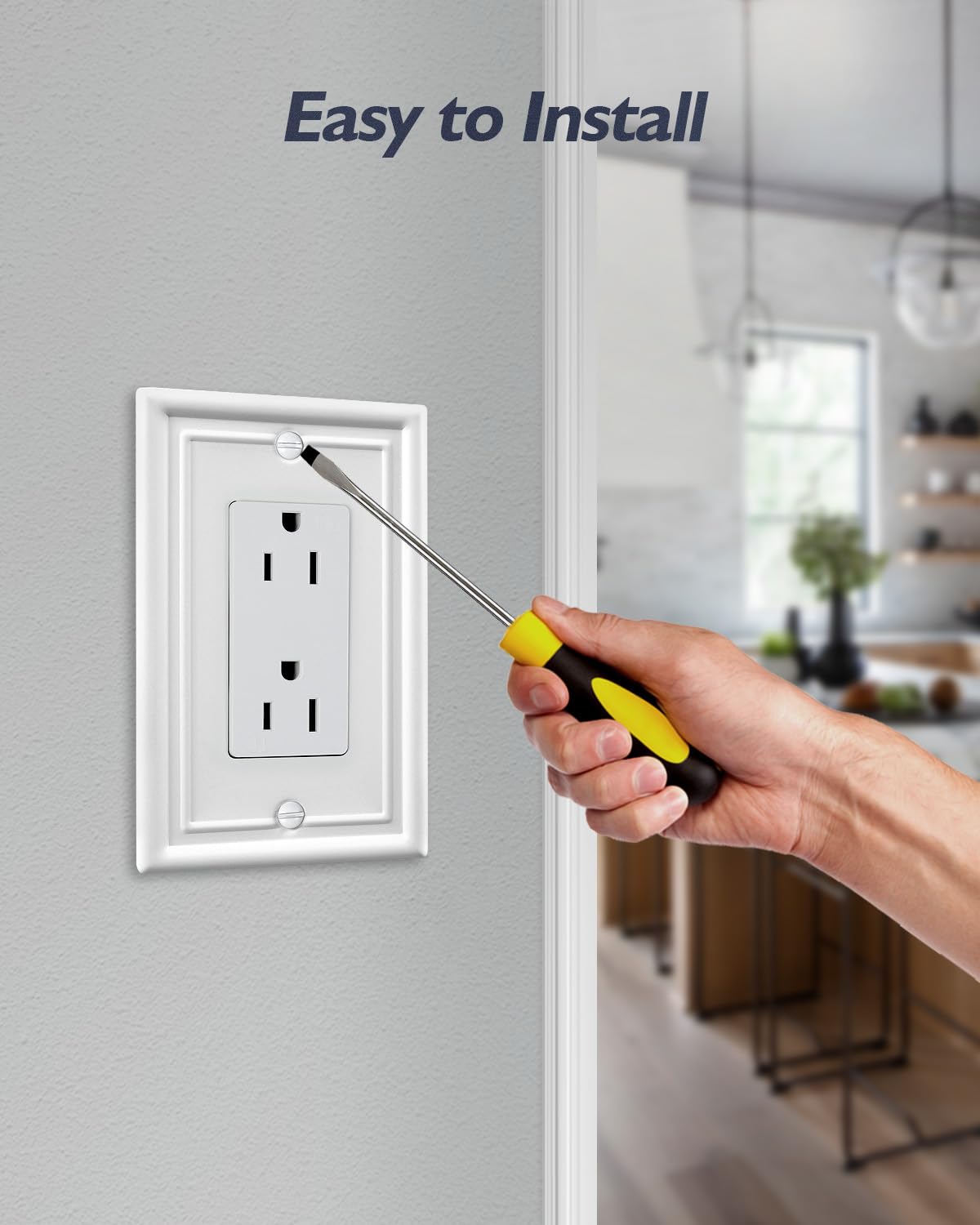 Decorative Metal Wall Plates, Switch Plates Outlet Covers (Off White/1 Decorator 4 Pack) WN420