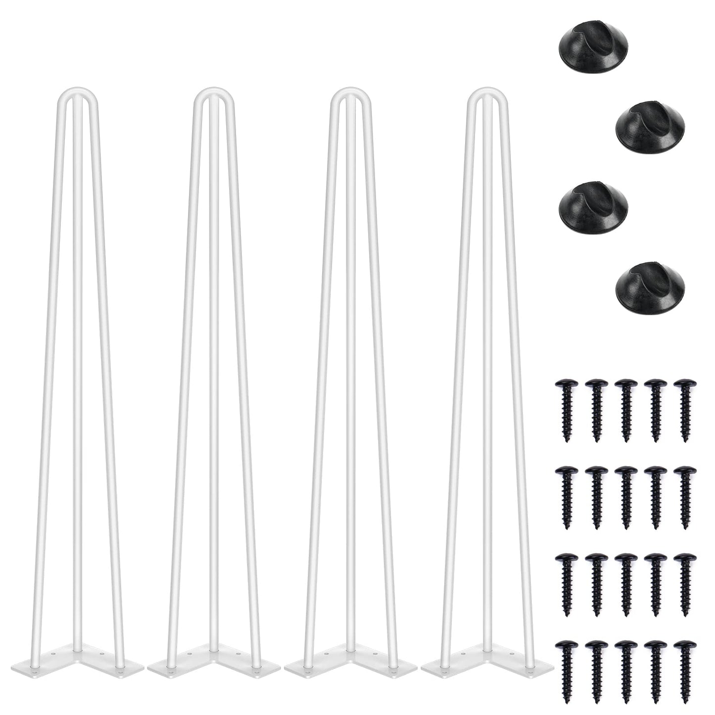 SMARTSTANDARD 16 Inch Hairpin Table Legs, 3 Steel Rods 1/2 Inch Pipe Diameter, 800lbs Load Capacity, Mid-Century Style for Coffee Table, Side Table, Night Stand (Black, 4PCS) BST220